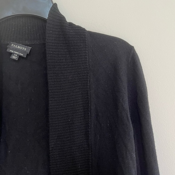 Talbots 100% Pure Merino Wool Open Front Black Cardigan, size XS - Picture 4 of 5